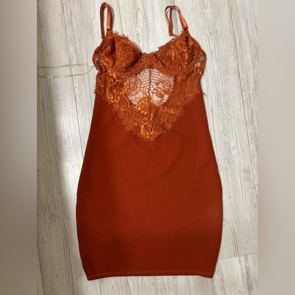 Rust Orange Lace Dress